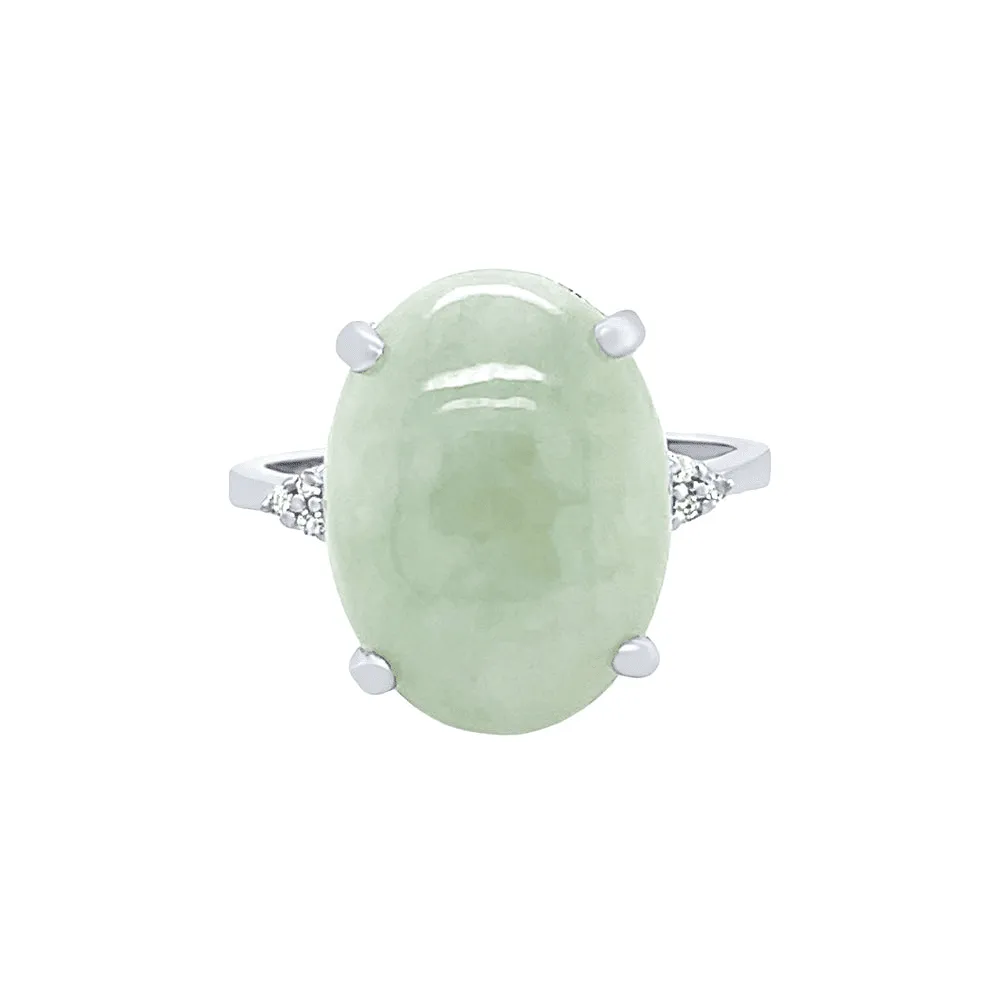 Sterling Silver Diamond Set Jade Jewellery Set