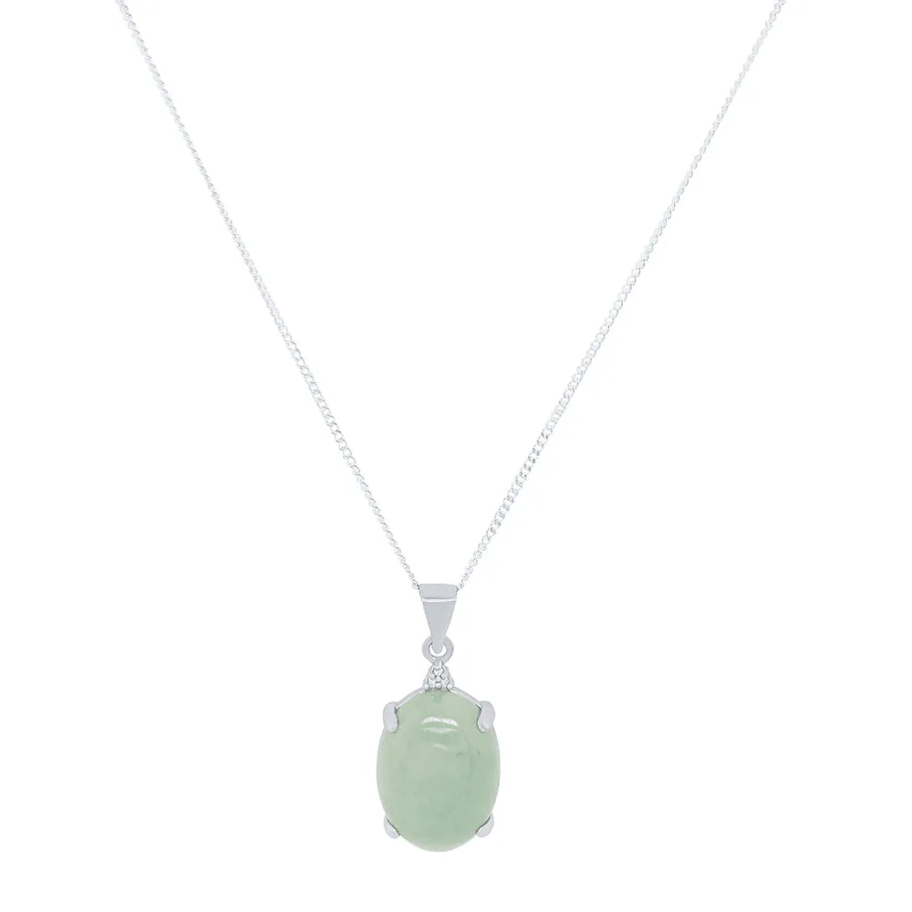 Sterling Silver Diamond Set Jade Jewellery Set