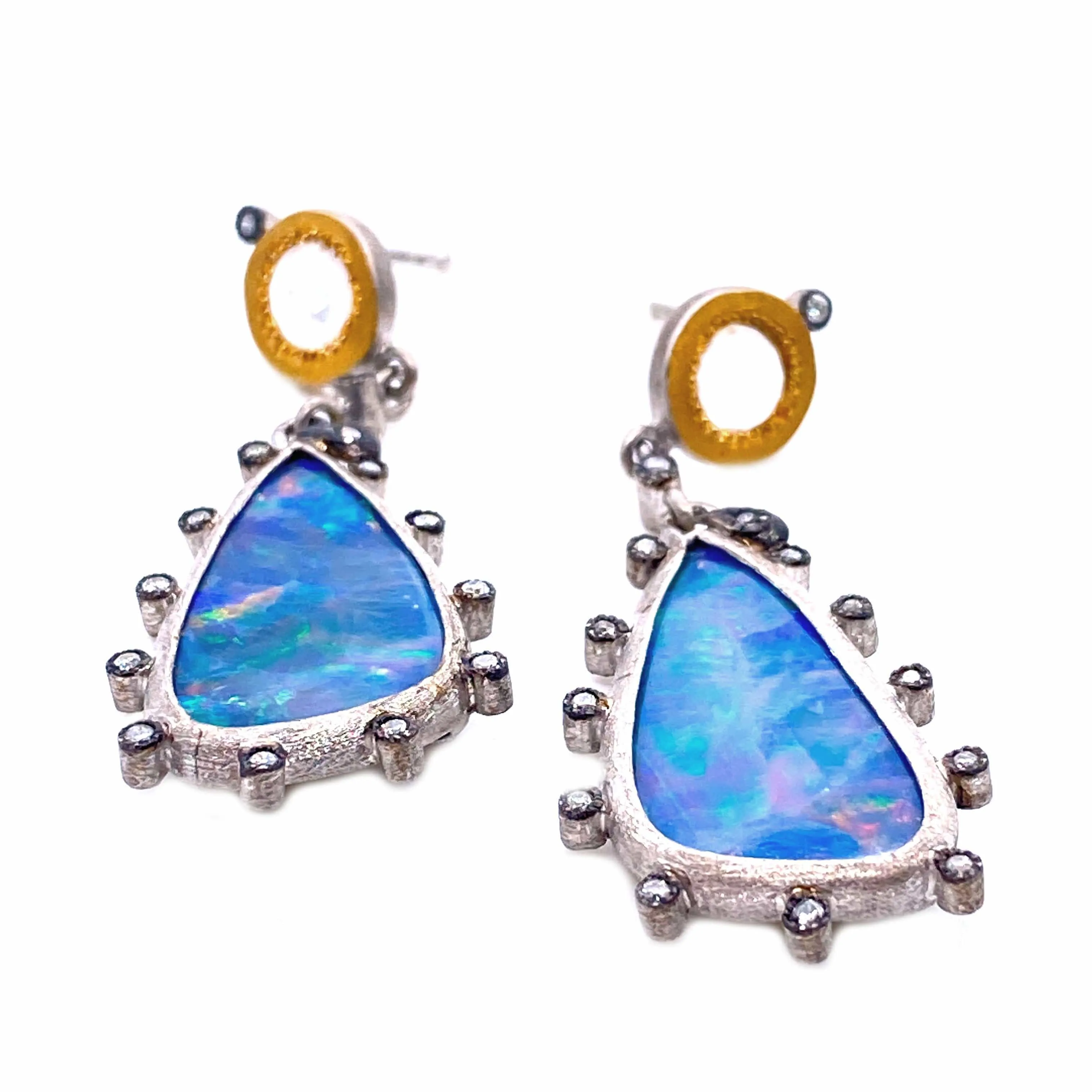 Sterling Silver Drop Earrings with Opal