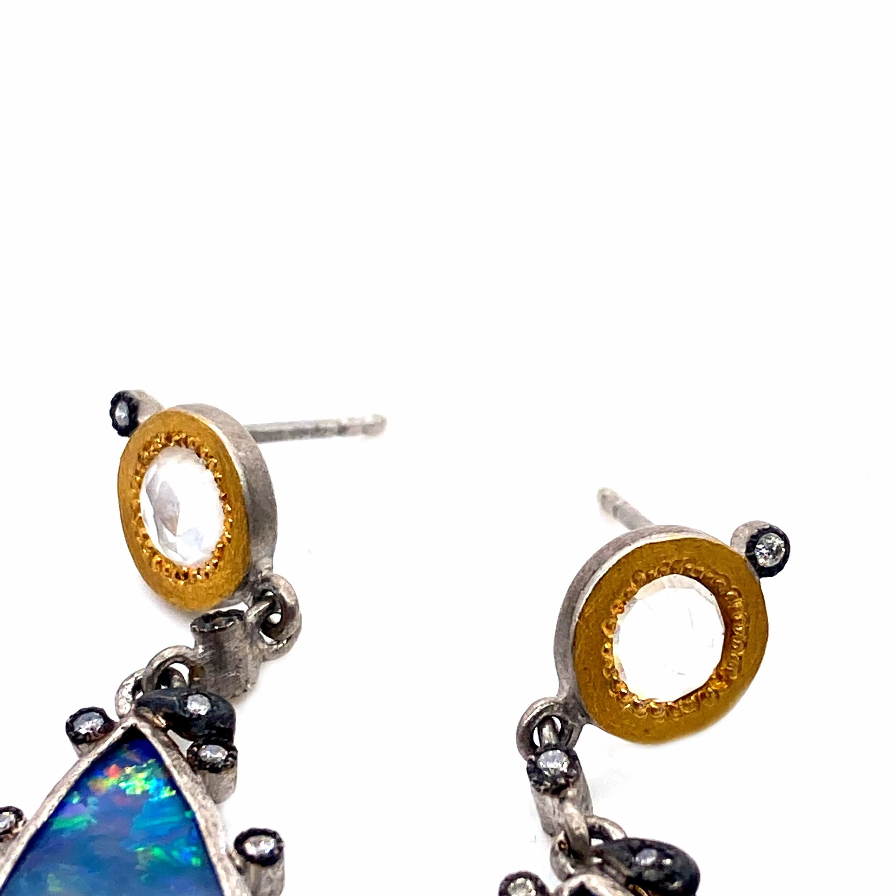 Sterling Silver Drop Earrings with Opal