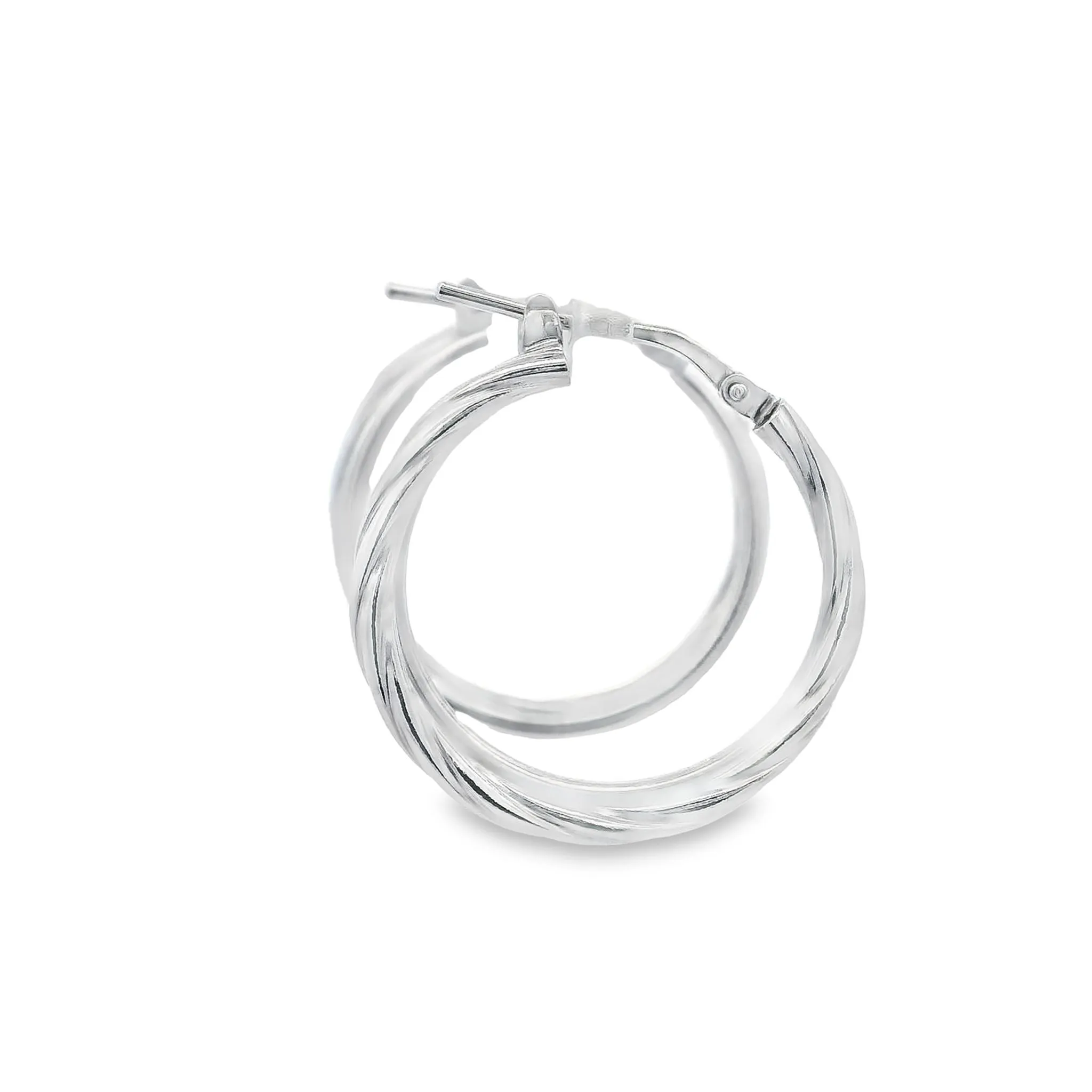 Sterling Silver Duo Twist and Plain Hoop Earrings