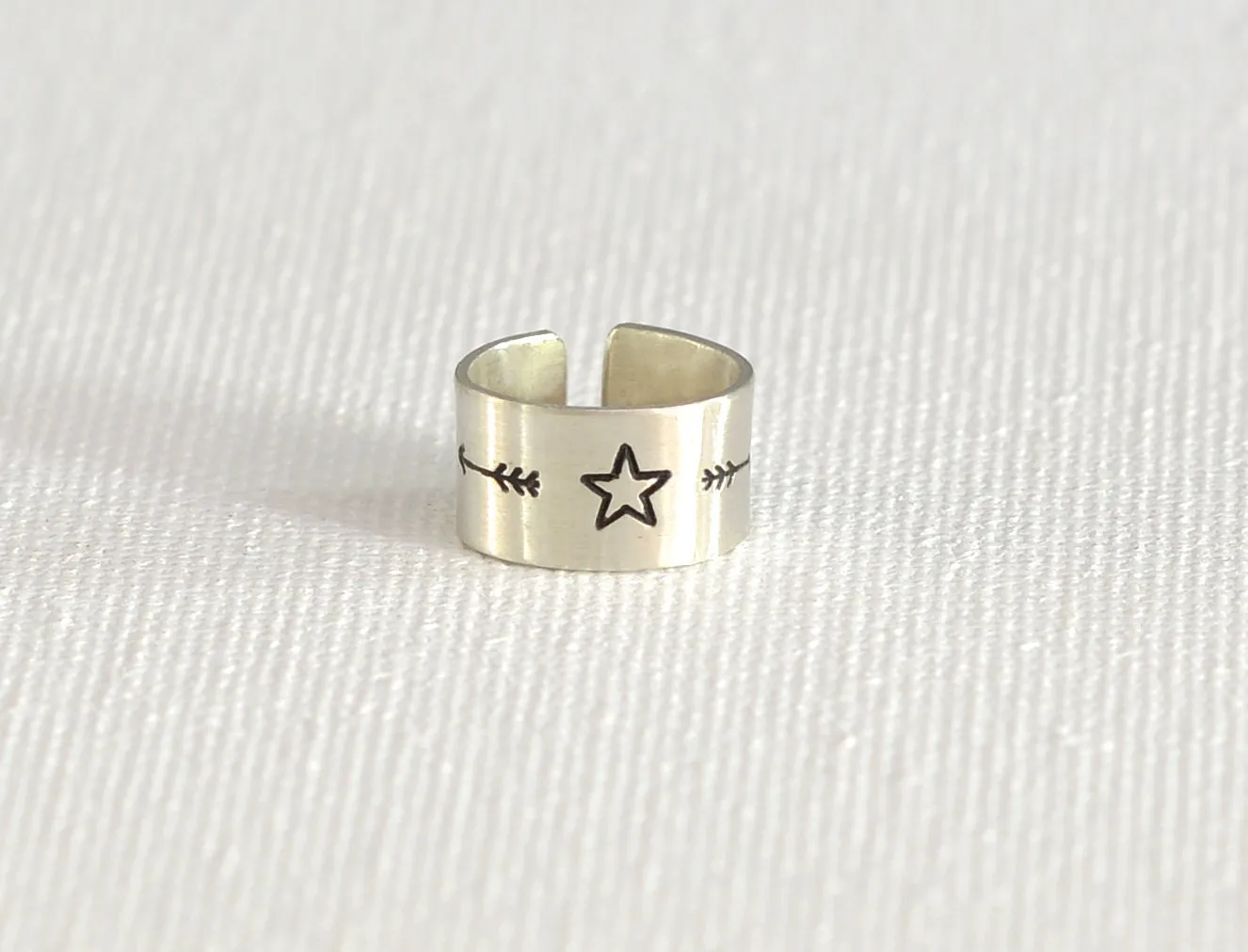Sterling Silver Ear Cuff with Arrow and Star Slip-on Earring - EC1120188