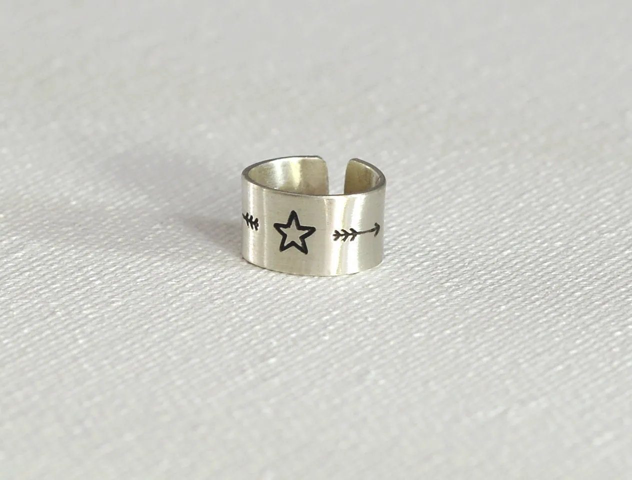 Sterling Silver Ear Cuff with Arrow and Star Slip-on Earring - EC1120188