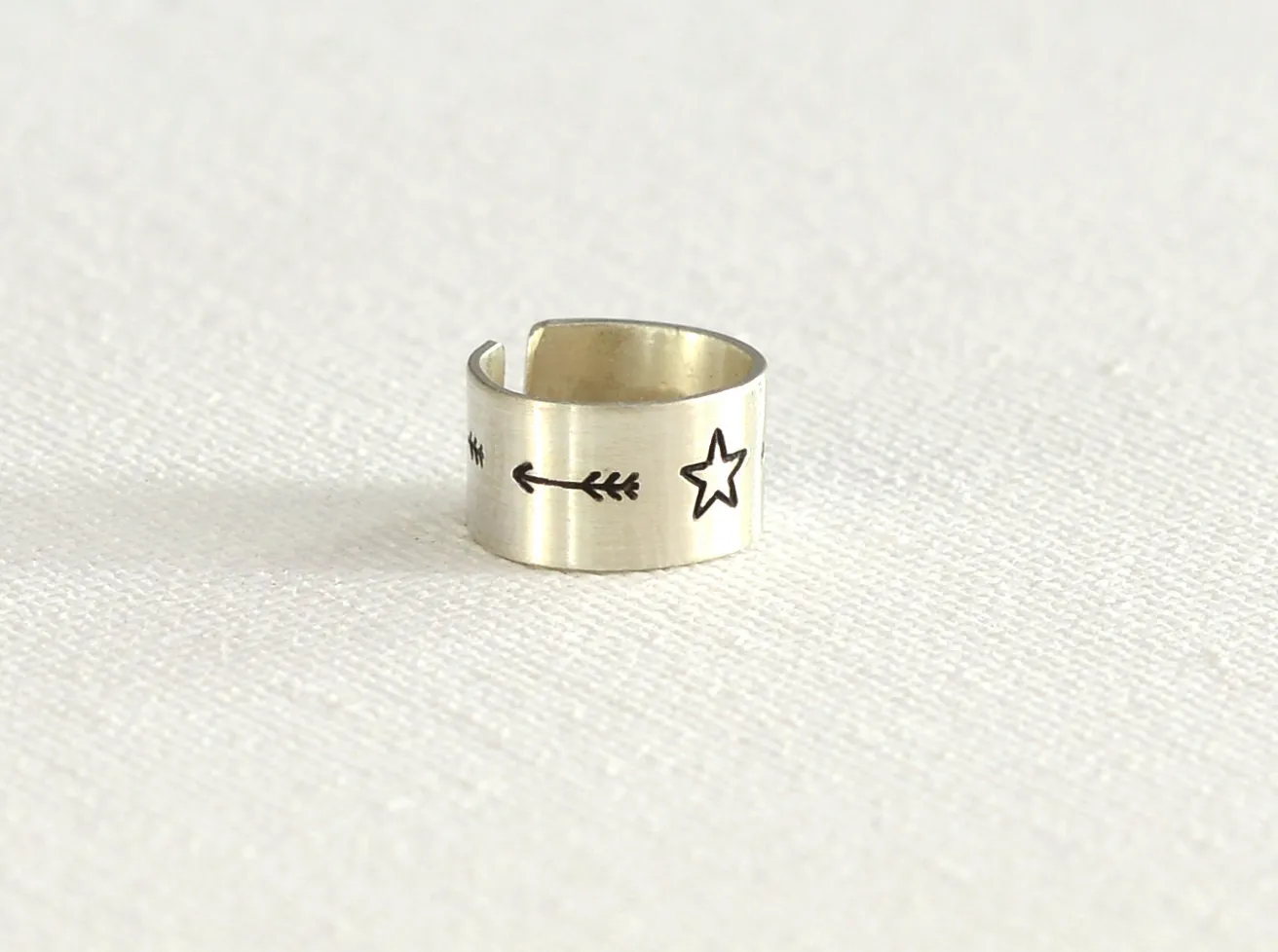 Sterling Silver Ear Cuff with Arrow and Star Slip-on Earring - EC1120188