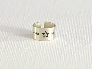 Sterling Silver Ear Cuff with Arrow and Star Slip-on Earring - EC1120188