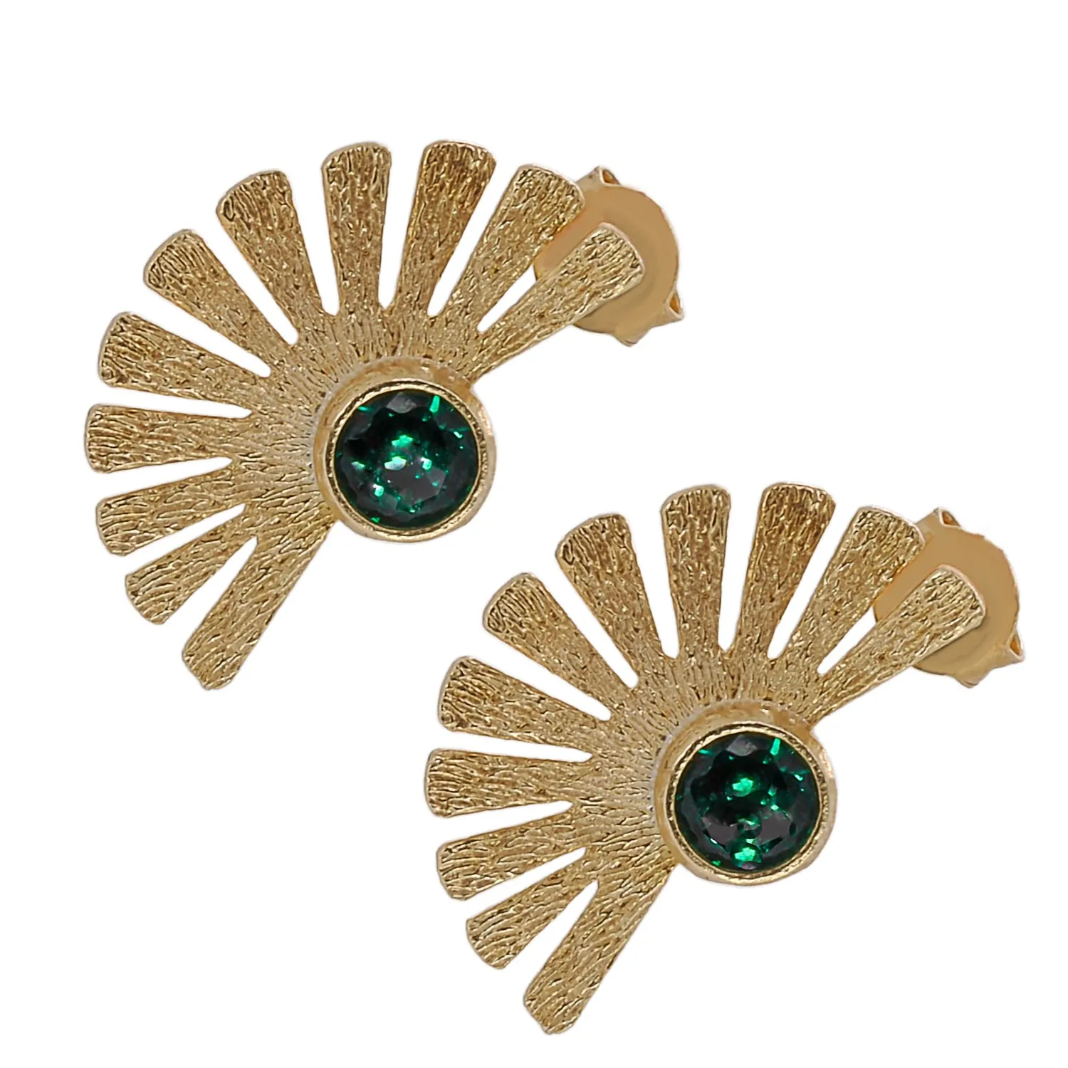 Sterling Silver Gold Plated Jade Gemstone Cleopatra Earring