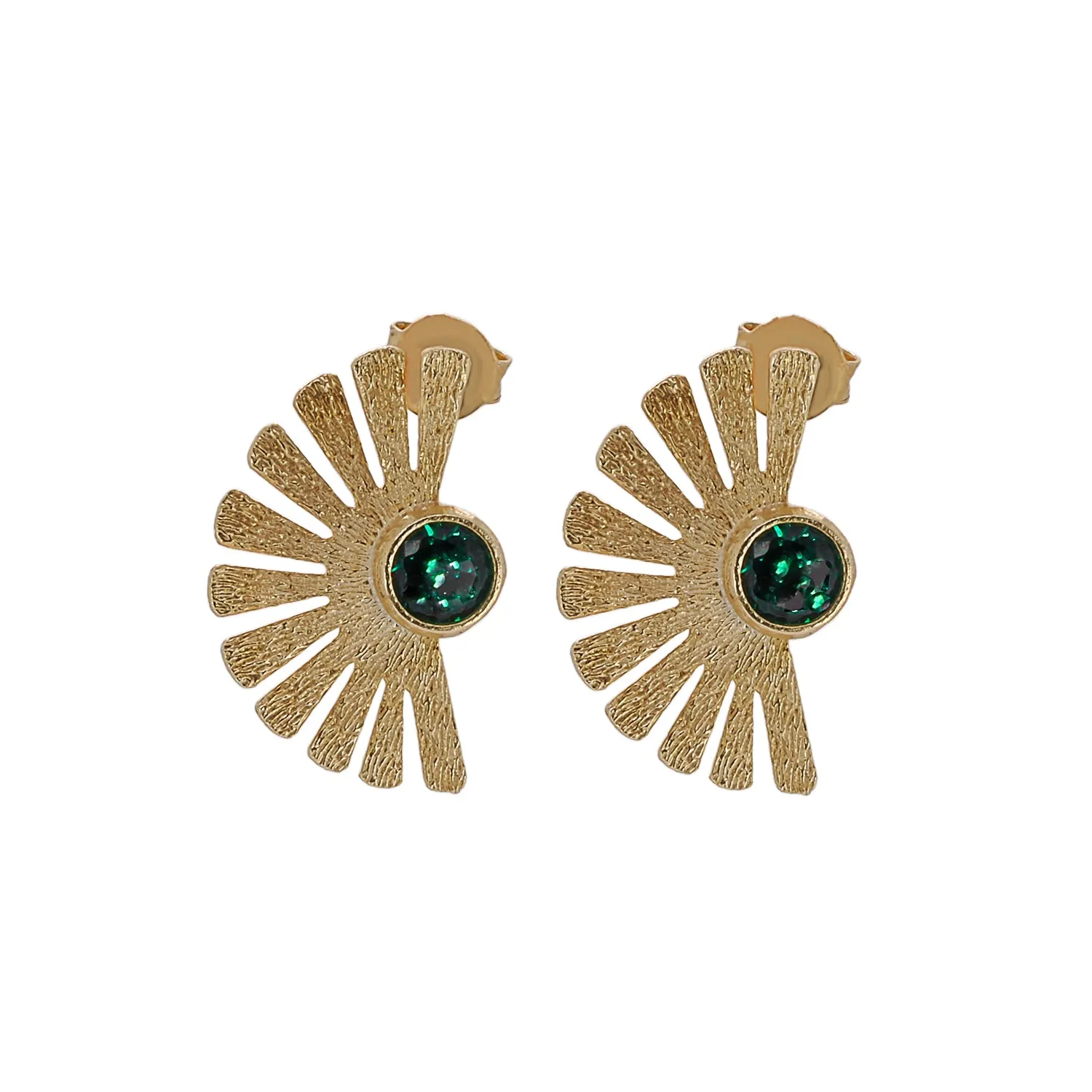 Sterling Silver Gold Plated Jade Gemstone Cleopatra Earring