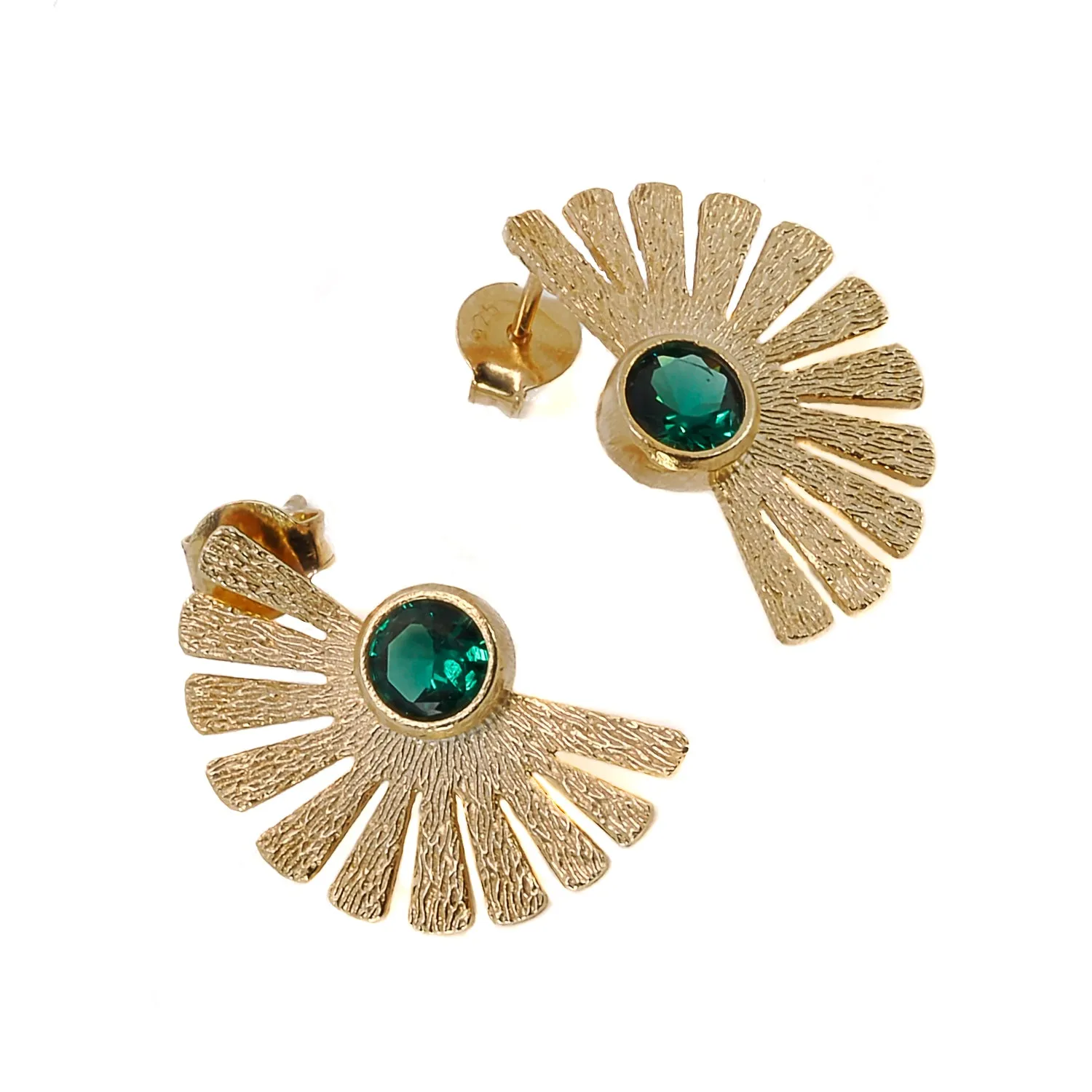 Sterling Silver Gold Plated Jade Gemstone Cleopatra Earring