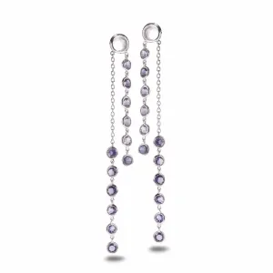 Sterling Silver Iolite and Crystal Duster Drop Earrings