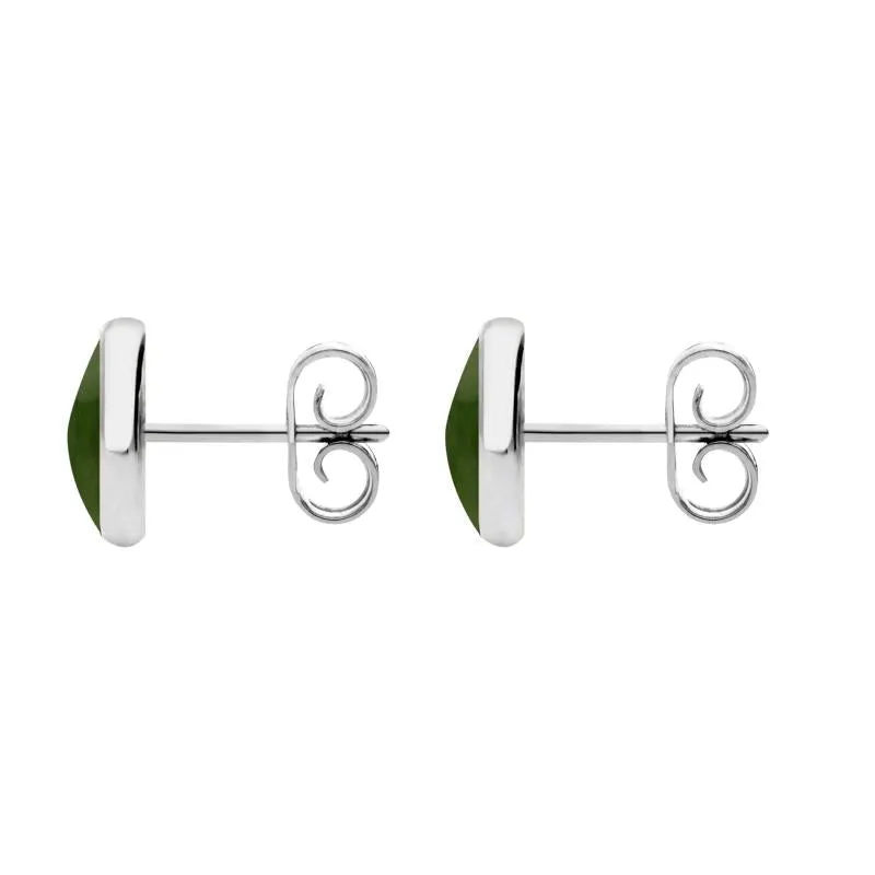 Sterling Silver Jade 8mm Classic Large Round Stud Earrings