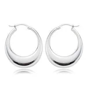 Sterling Silver Pl Shell Hoop S/D Earrings