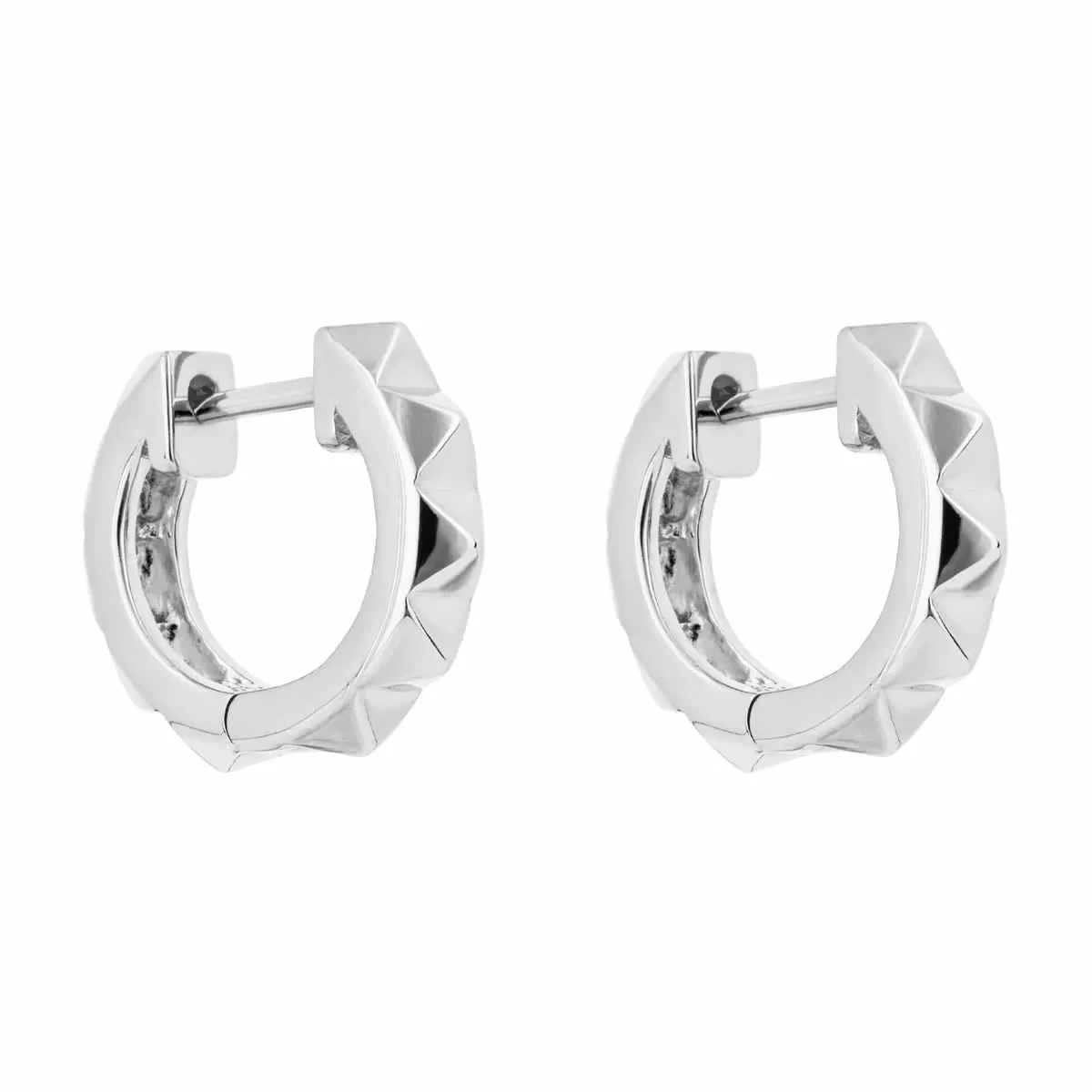 Sterling Silver Pyramid Hoop Earrings