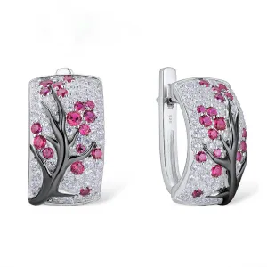 Sterling Silver Ruby and CZ Hoops