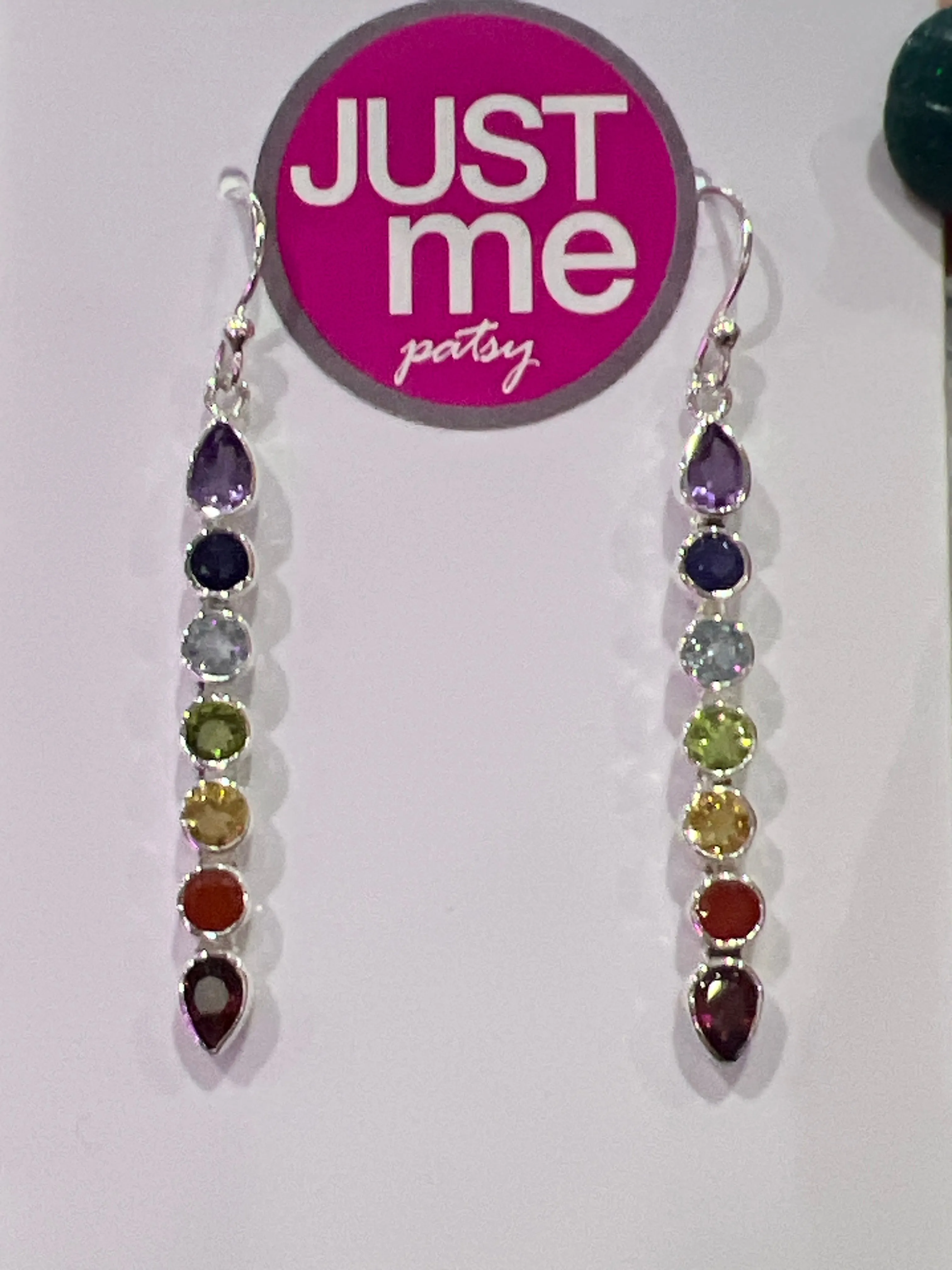 Stones & Silver Chakra Drop Earrings
