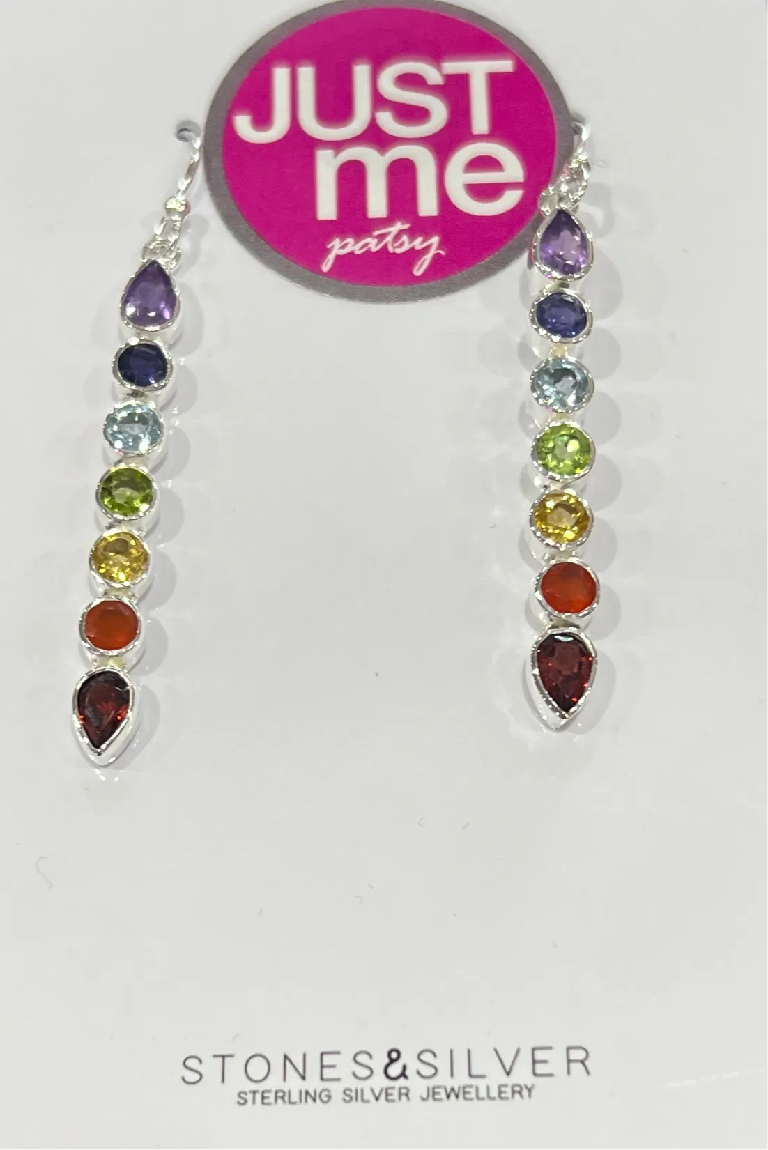 Stones & Silver Chakra Drop Earrings