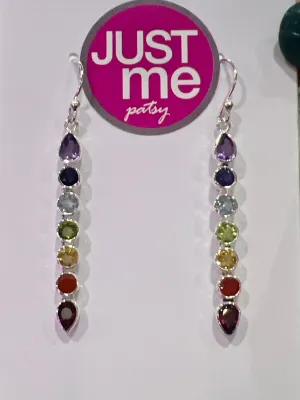 Stones & Silver Chakra Drop Earrings