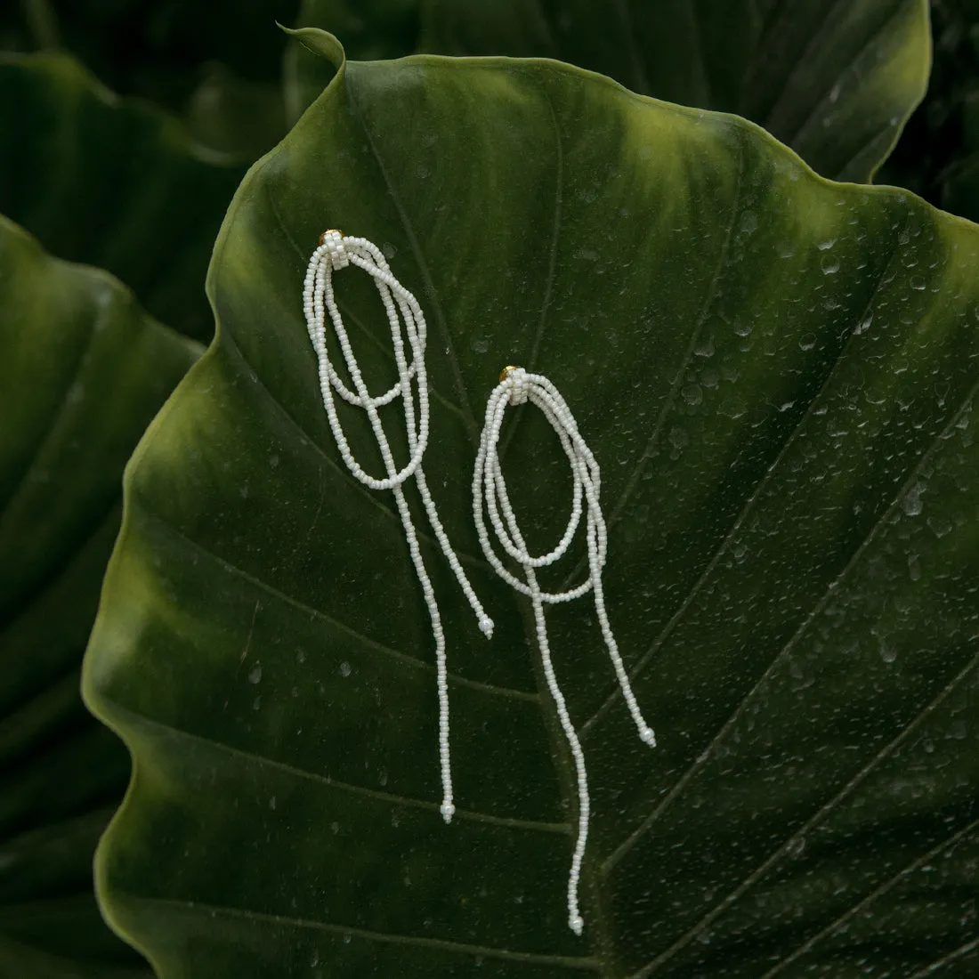 Stud beaded earrings in a loop
