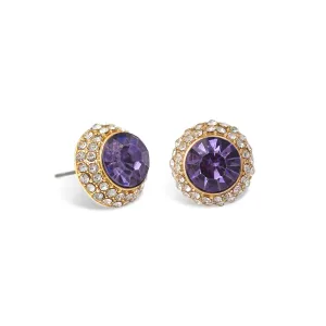 TANZANITE CRYSTAL RHINESTONE GOLD POST EARRINGS #HNE87183GDTAN (ND7)