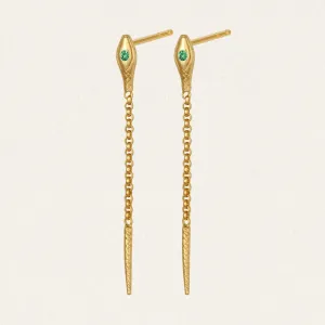 Temple of the Sun Althea Emerald Earrings, Gold