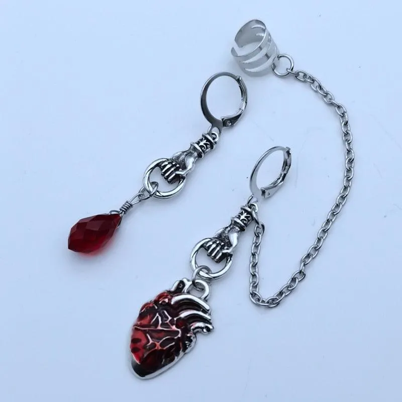 The Beating Heart Asymmetrical Cuff Earrings Chain
