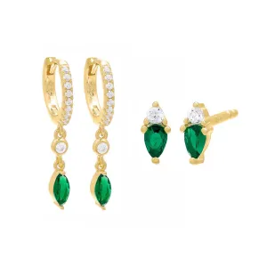 The Green X Gold Earring Combo Set