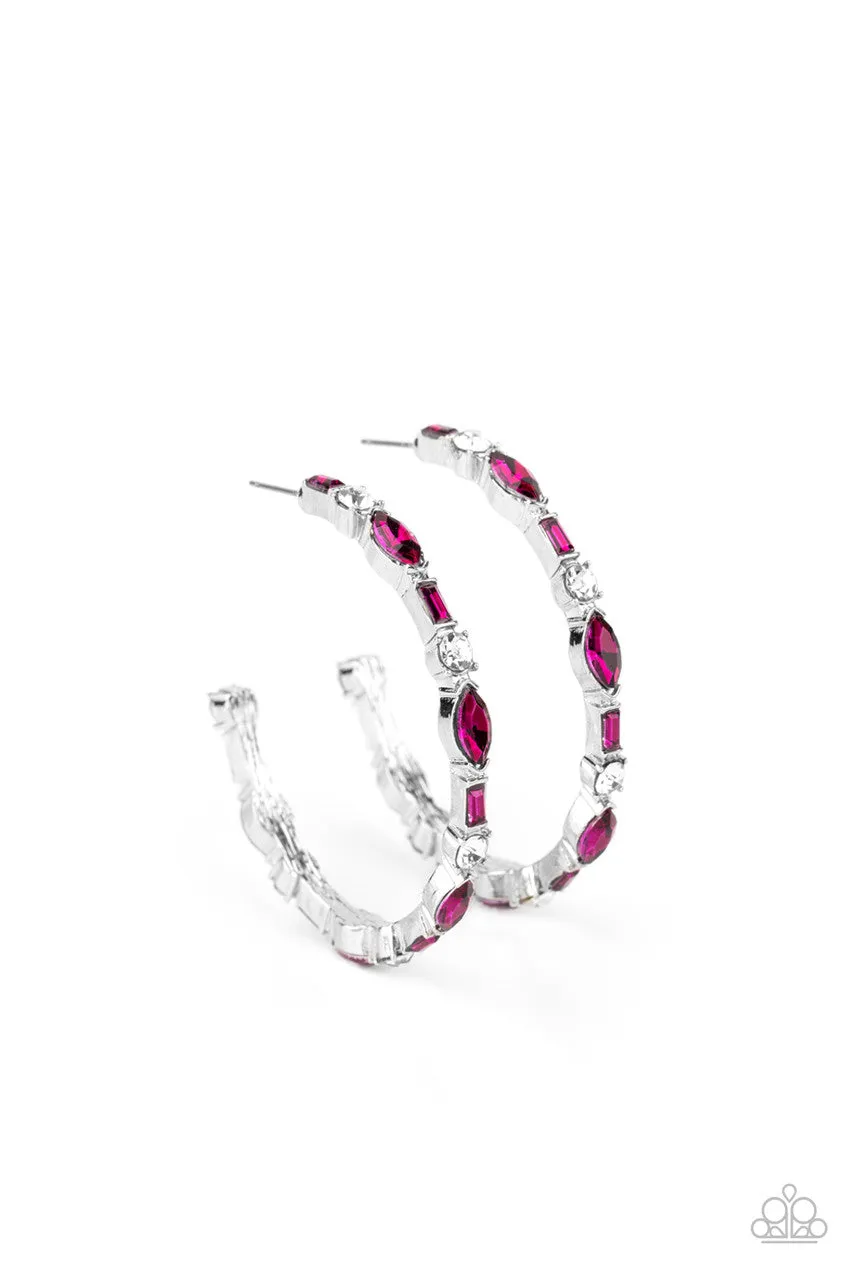 There Goes the Neighborhood Pink Paparazzi Earrings