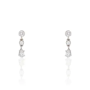 Three Diamond Drop Earrings