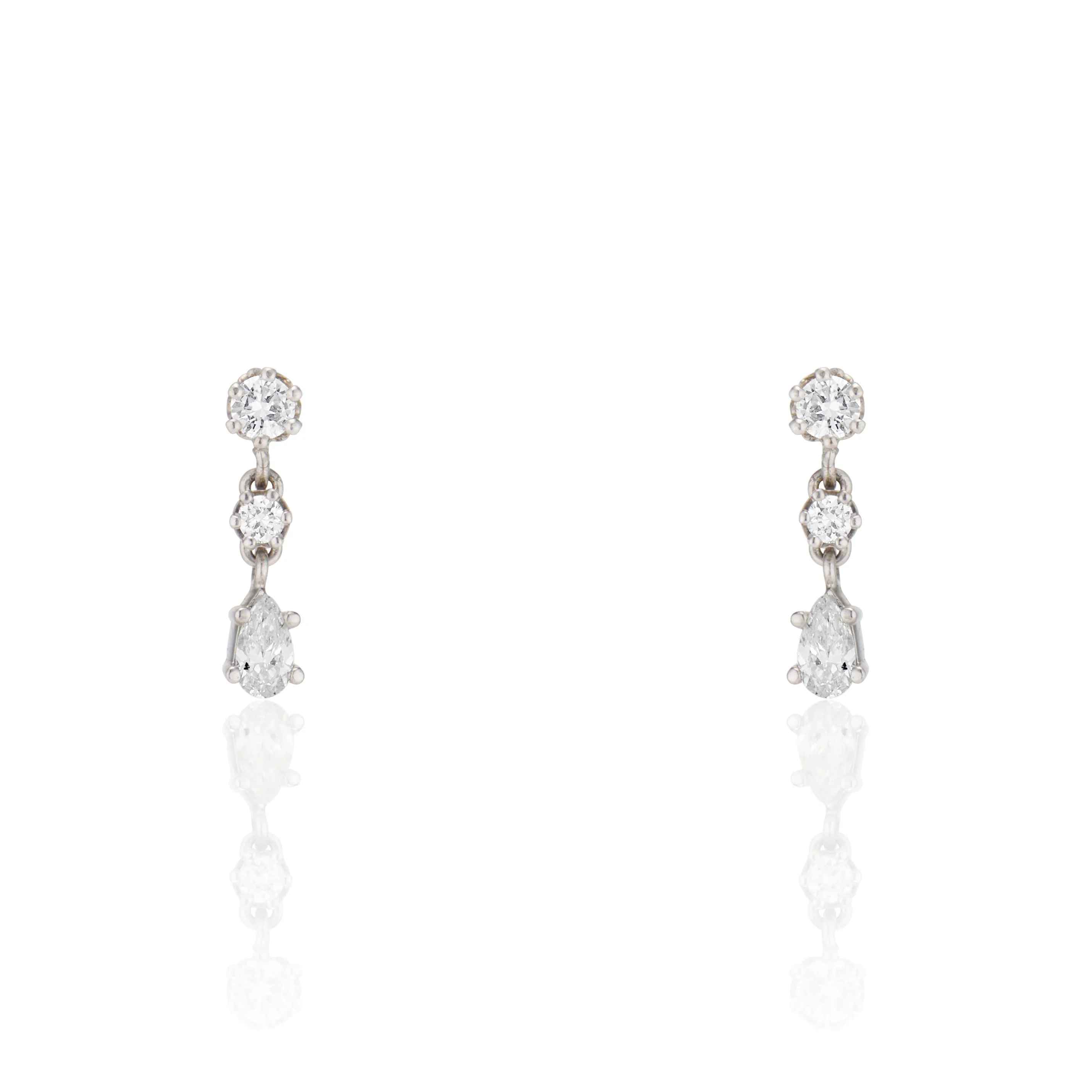 Three Diamond Drop Earrings