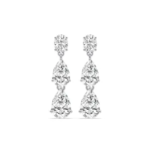 Three Stone Pear Drop Earrings