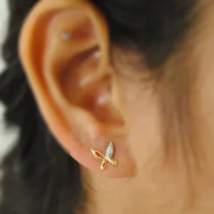 Tiny Butterfly Flush Diamond Ear Stud