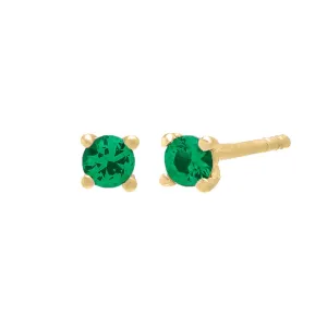 Tiny Colored CZ Solitaire Stud Earring 14K