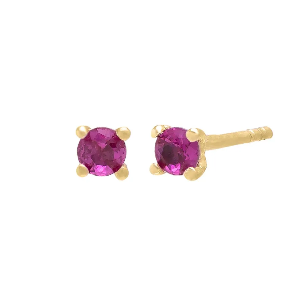 Tiny Colored CZ Solitaire Stud Earring 14K
