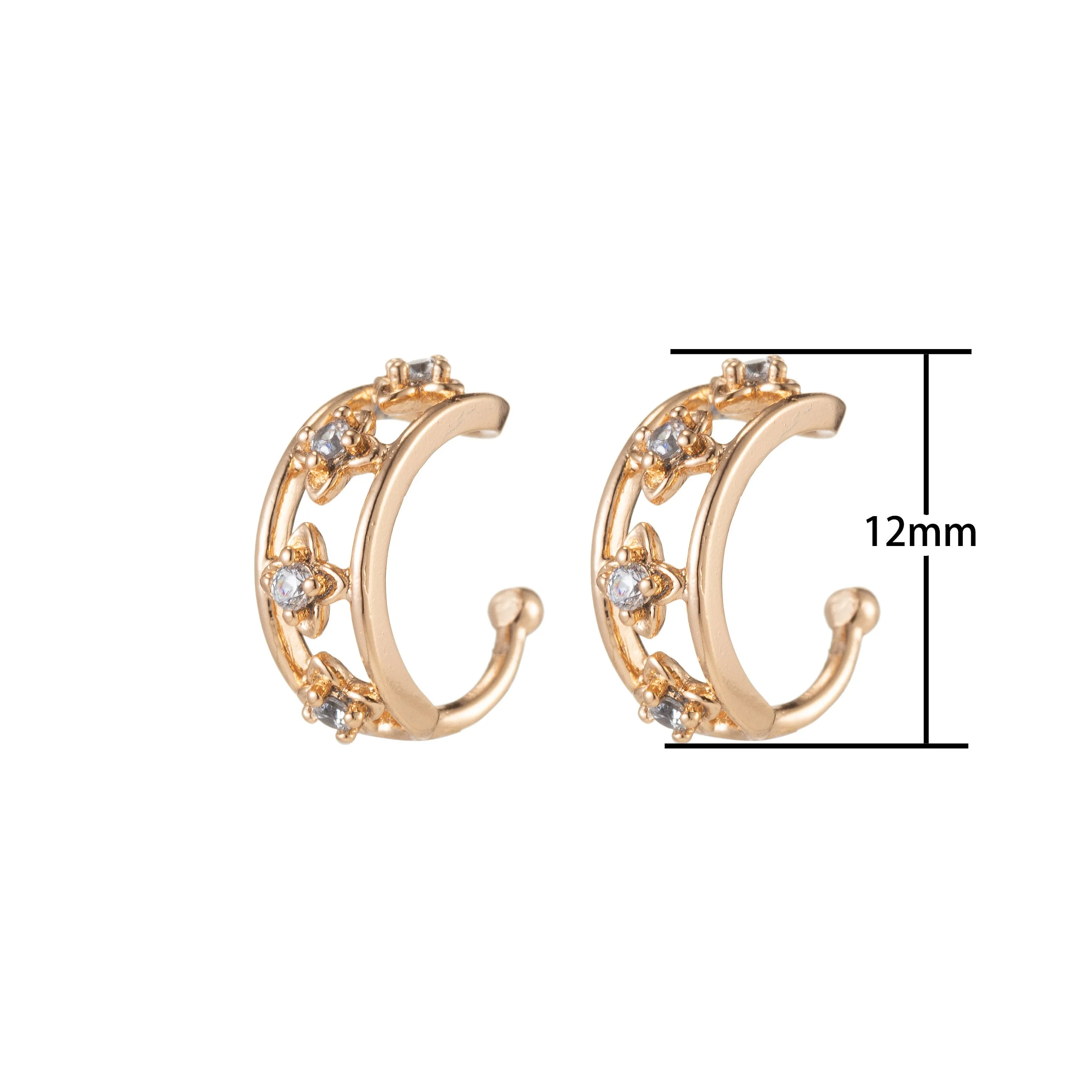 Tiny gold ear cuff, Dainty cuff, Conch cz ear cuff, Huggie cz ear cuff, Non pierced cz ear cuff, Dainty ear cuff, Gold ear cuff, Conch cz AI-047