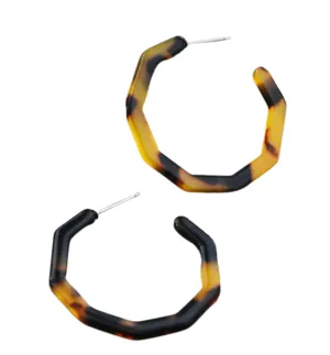 Tortoise Hexa Hoop Earrings