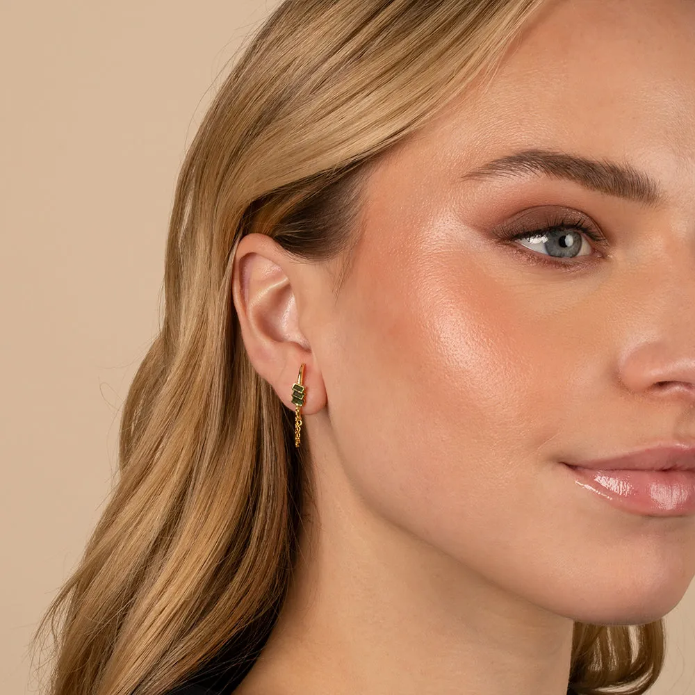 Triple Baguette Claw Stud Earring
