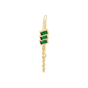 Triple Baguette Claw Stud Earring