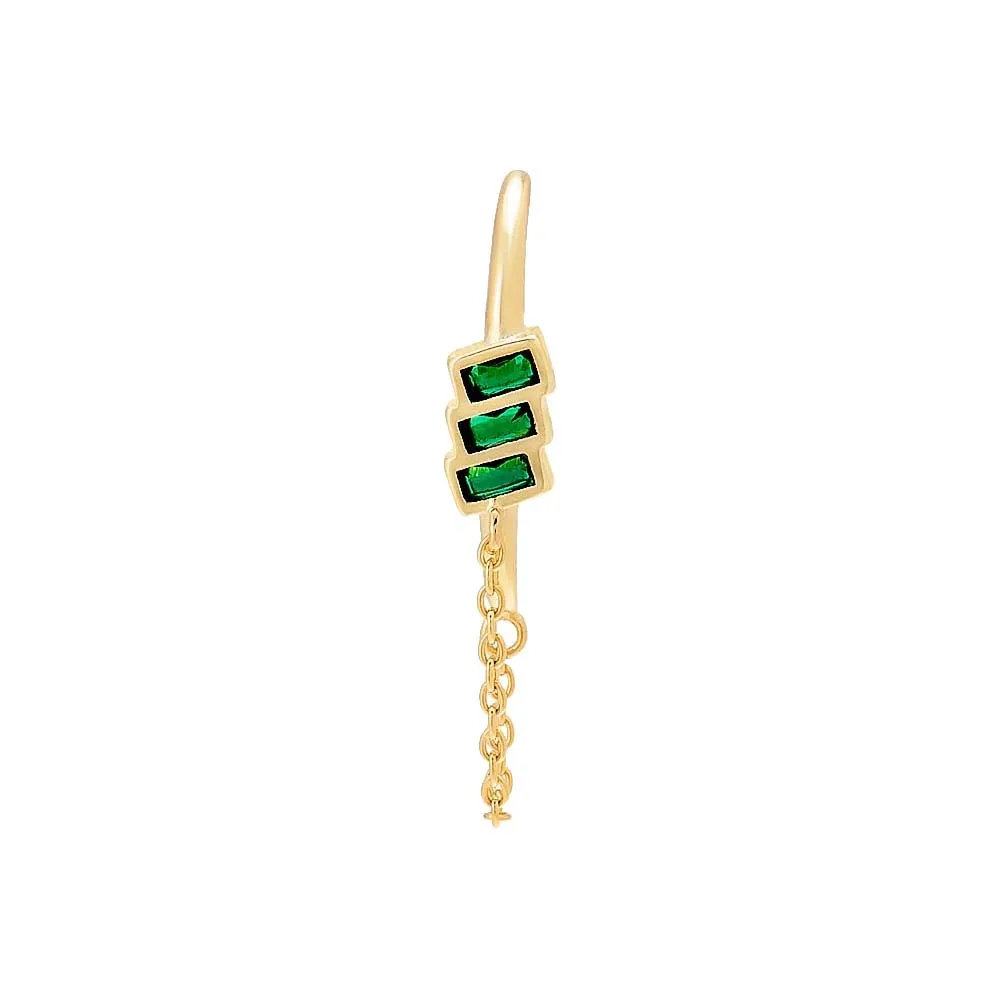 Triple Baguette Claw Stud Earring