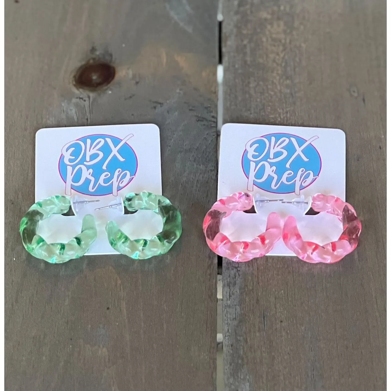 Twist Color Resin Hoop Acrylic Earrings S
