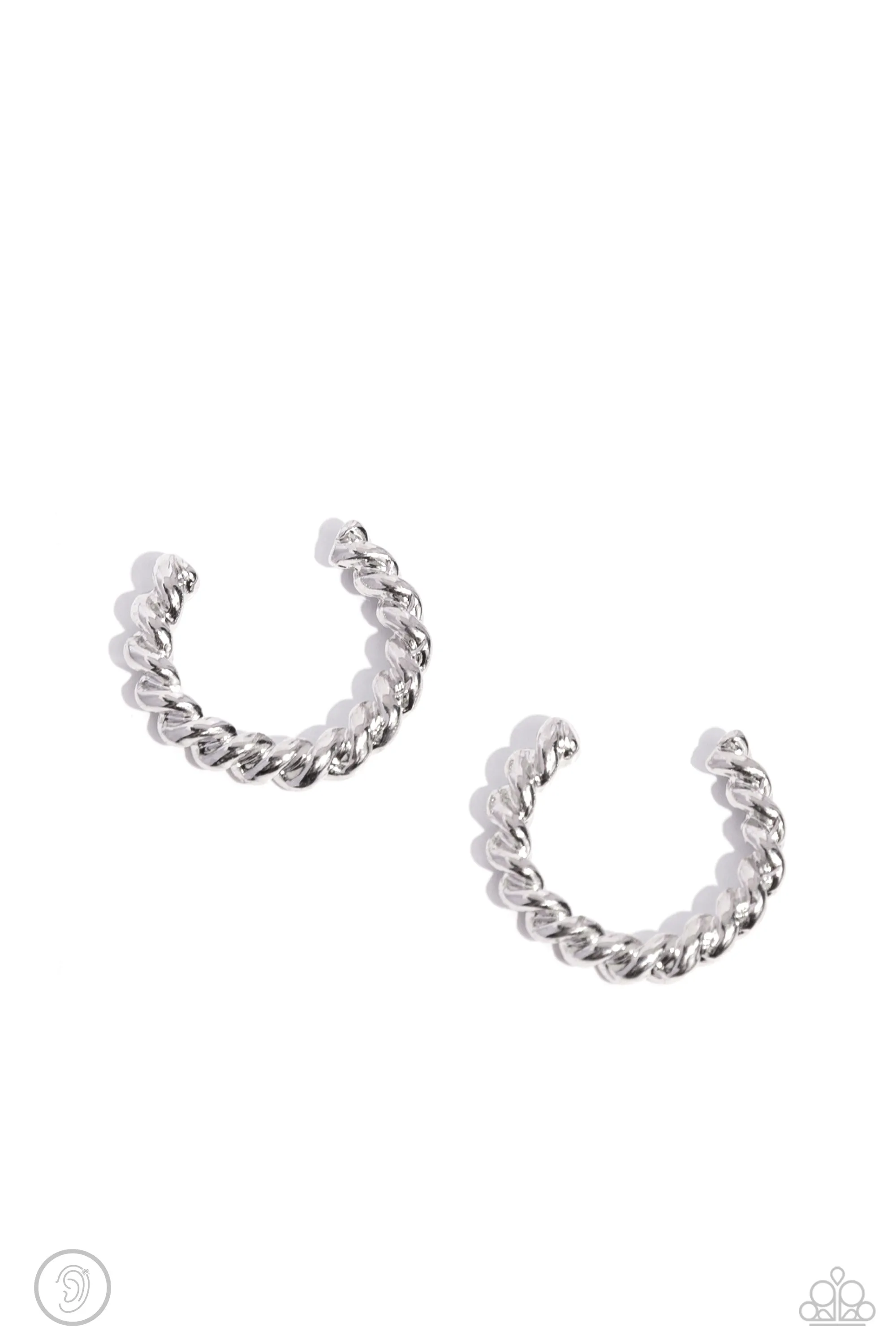 Twisted Travel Silver Ear Cuff Earrings Paparazzi