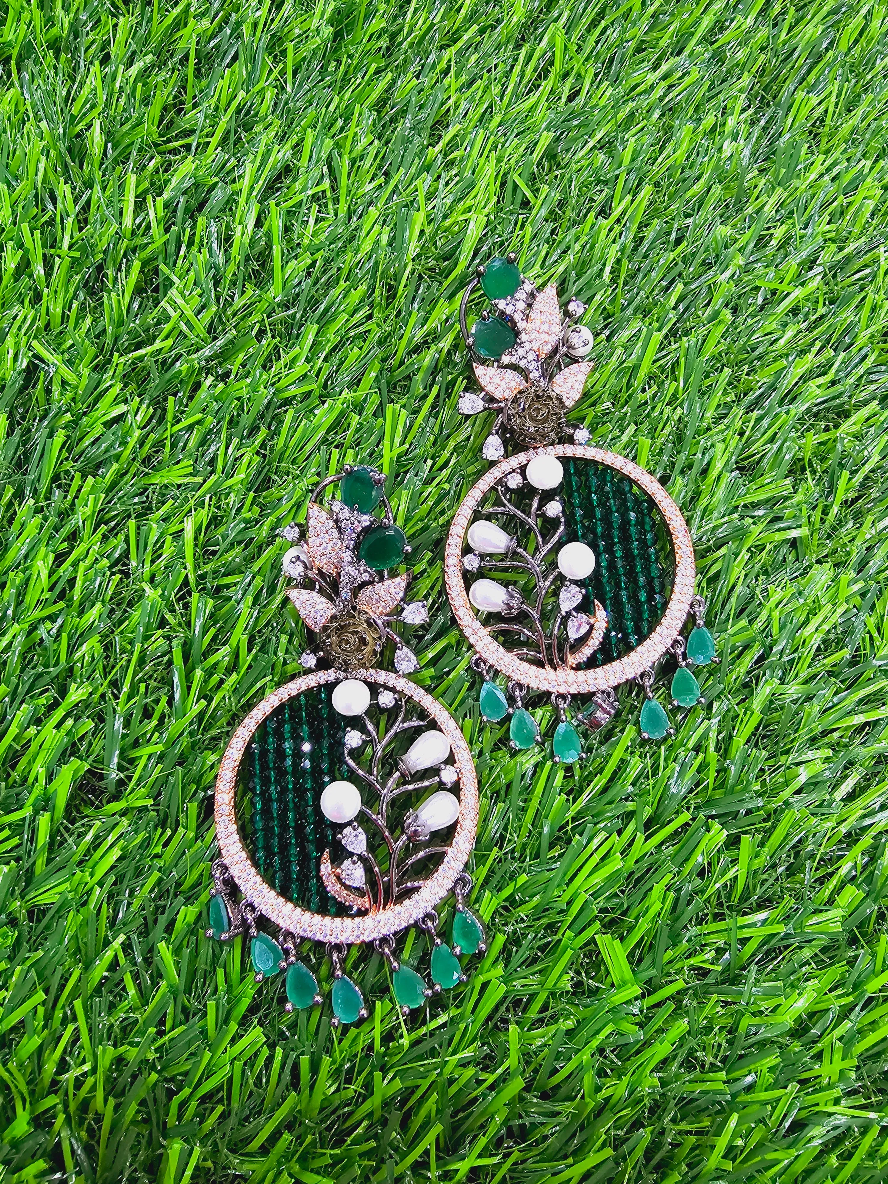 Two Tone CZ Earrings