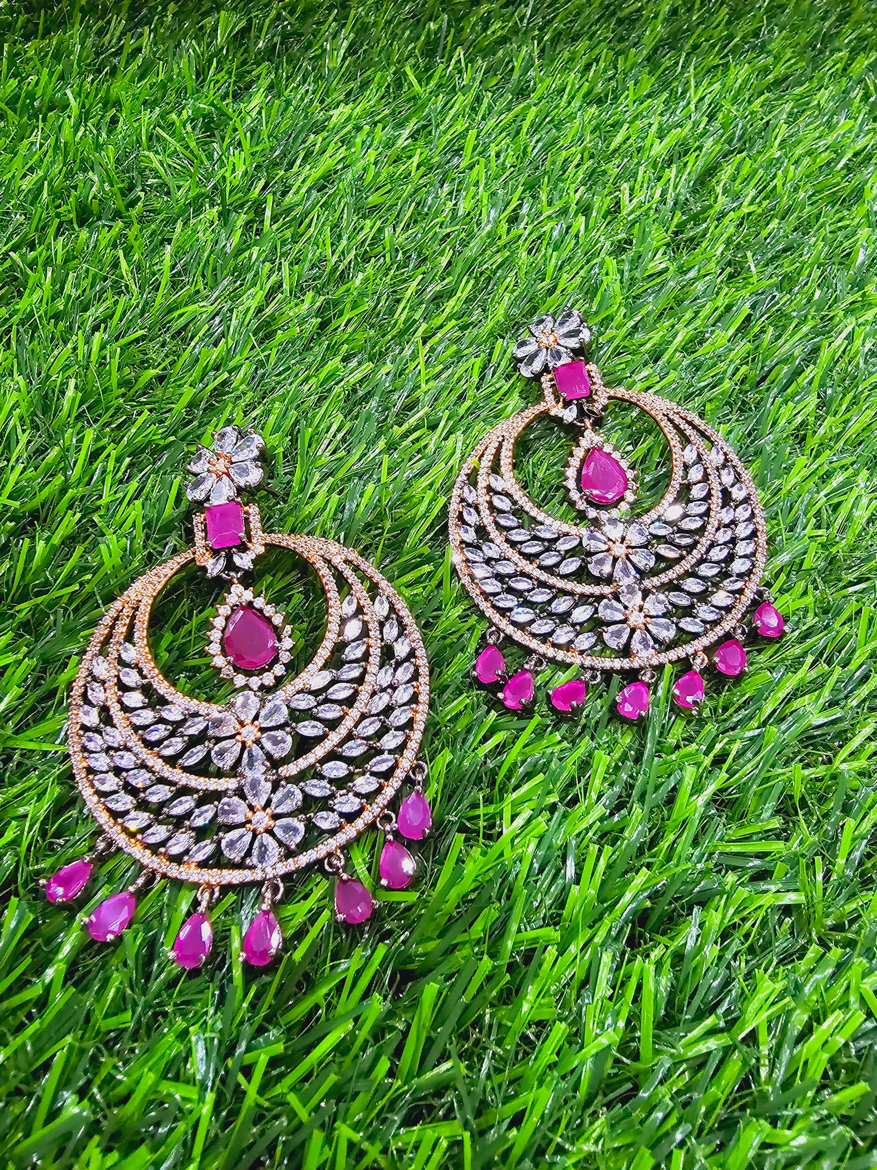Two Tone CZ Earrings