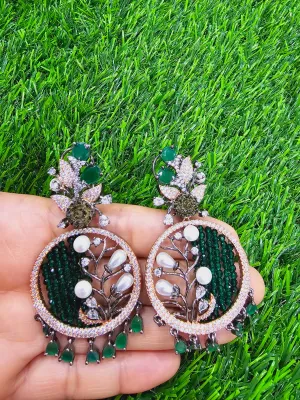 Two Tone CZ Earrings