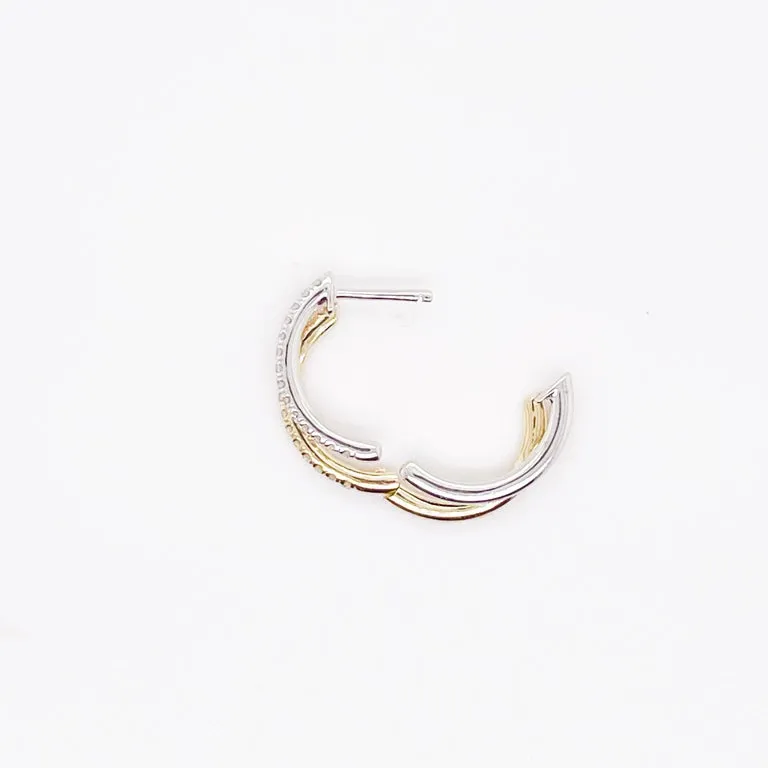 Two Toned Diamond Huggie Earrings