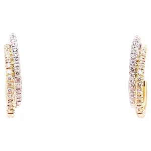 Two Toned Diamond Huggie Earrings