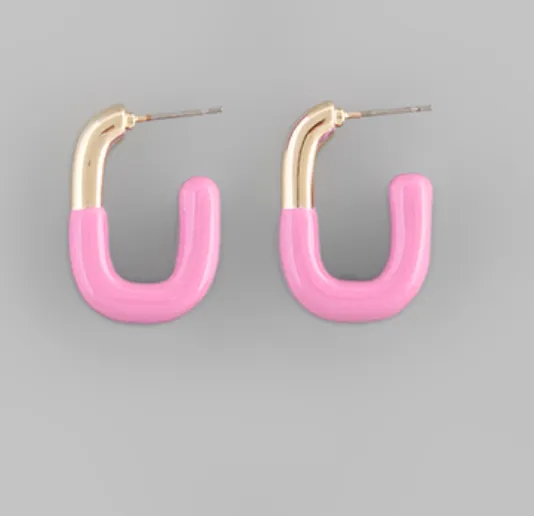 Twotone Oval Hoop Earrings