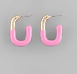 Twotone Oval Hoop Earrings