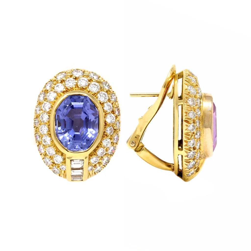 Unheated Blue & Pink Sapphire Clip-on Earrings