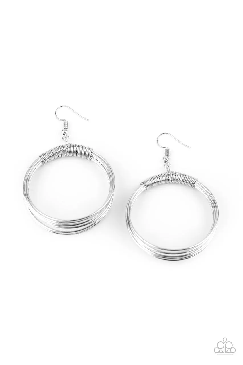 Urban-Spun Silver Paparazzi Earrings