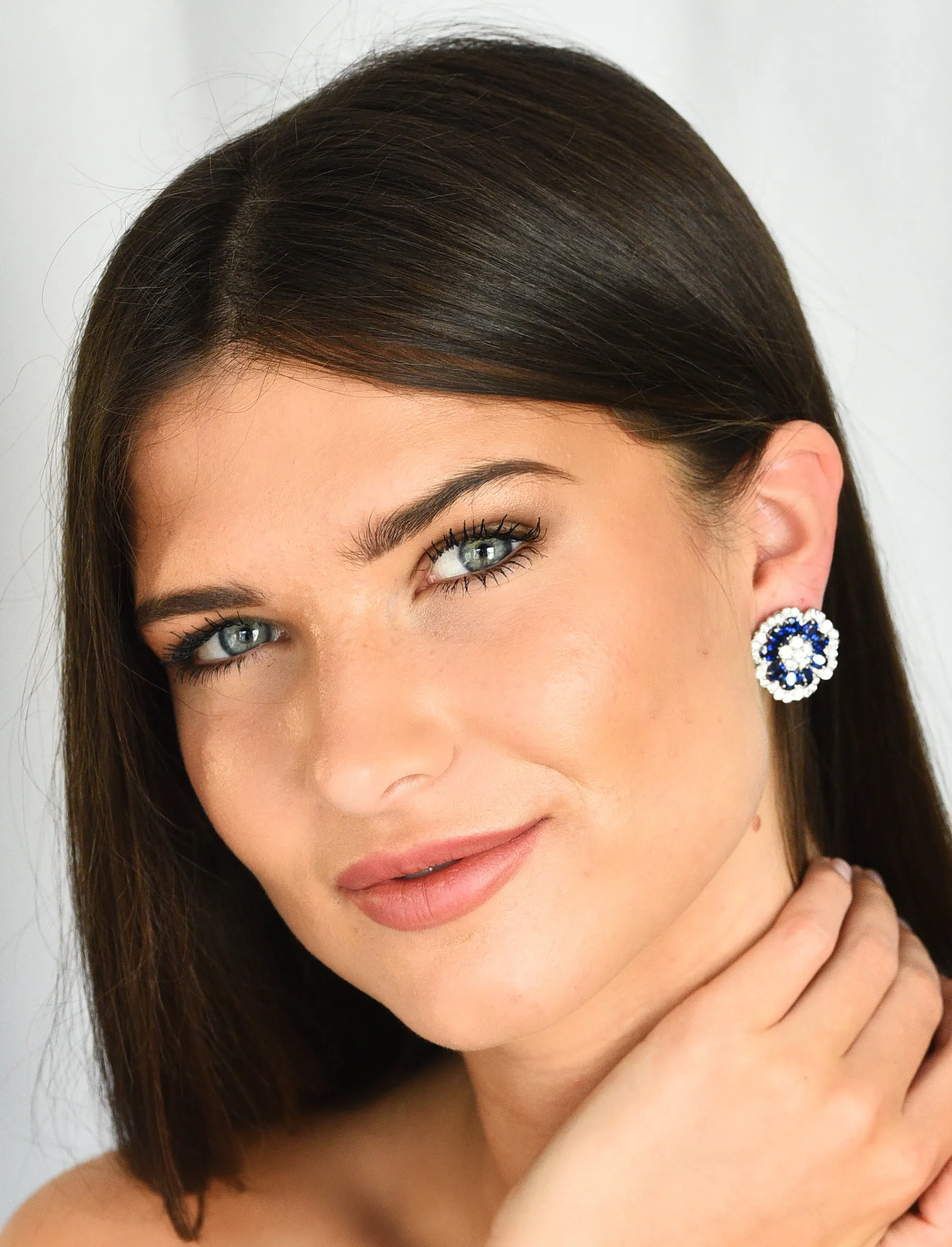 Van Cleef & Arpels 12.65 CTW Sapphire Diamond Platinum Camellia Flower Earrings