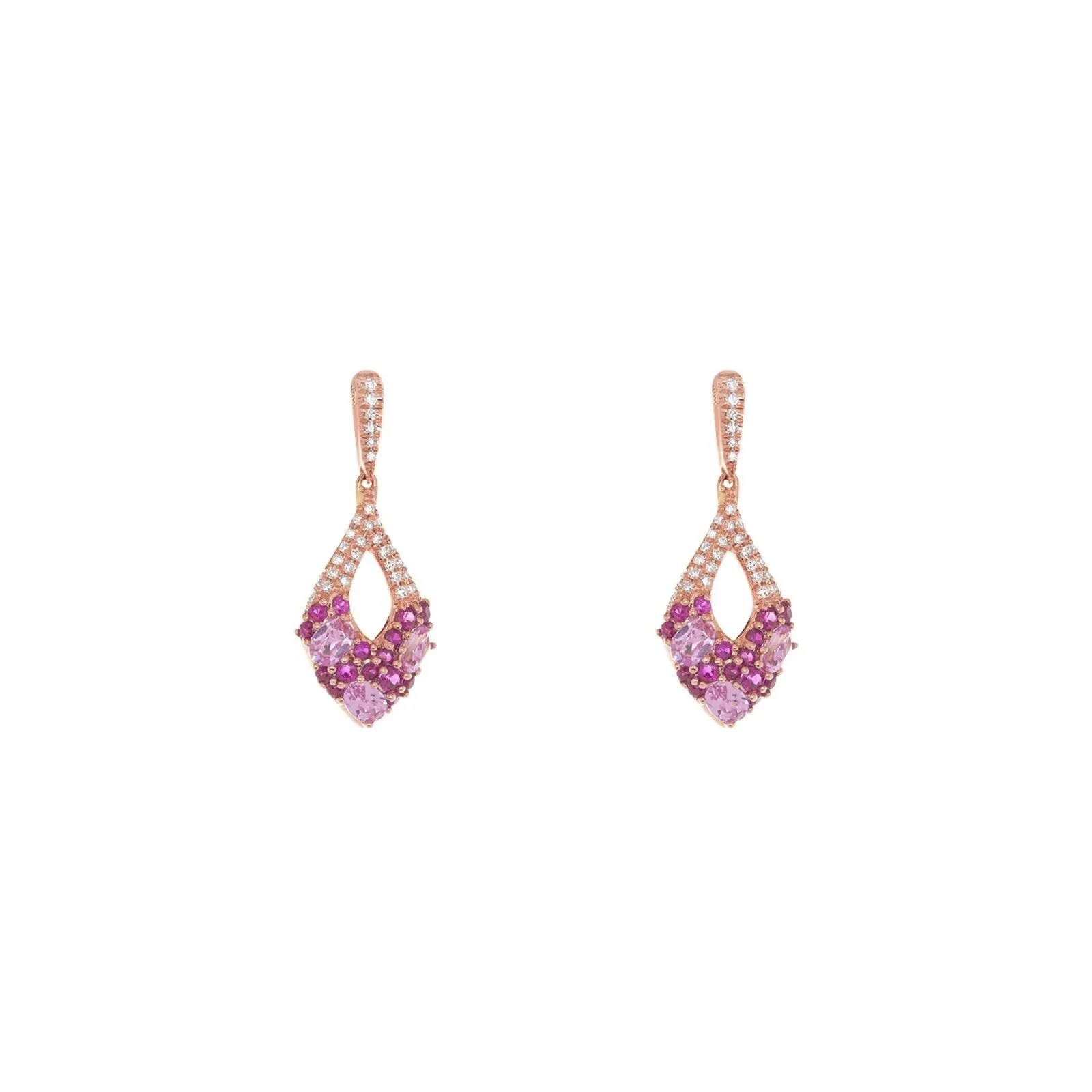 Verona Pink Sapphire and Ruby Earrings